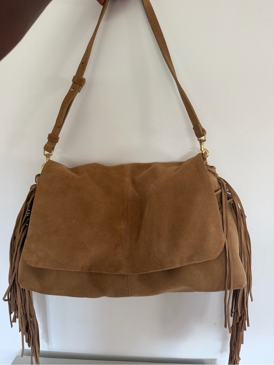 Zara Handbags - Zara Tan Suede Fringe Shoulder Bag